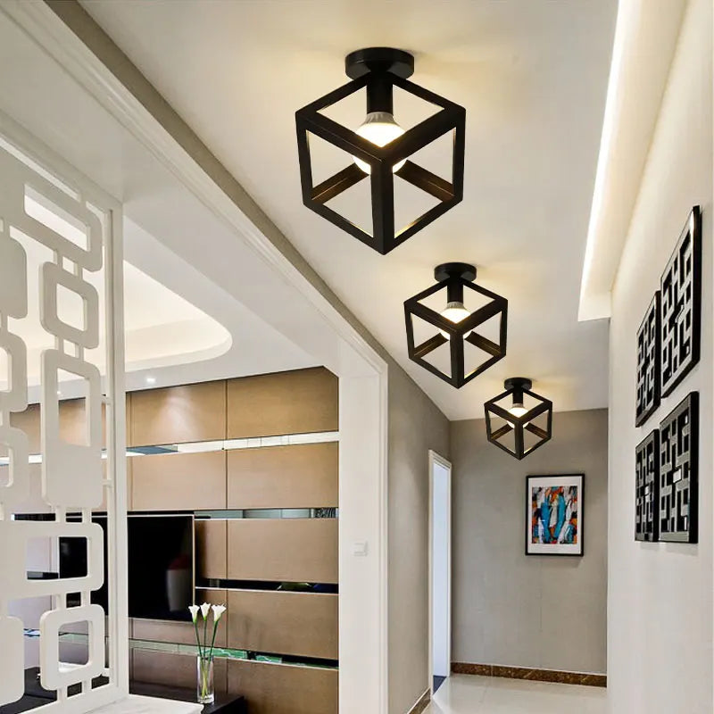 Plafonnier rétro E27 en métal pour intérieur, couloir et balcon, ambiance chaleureuse