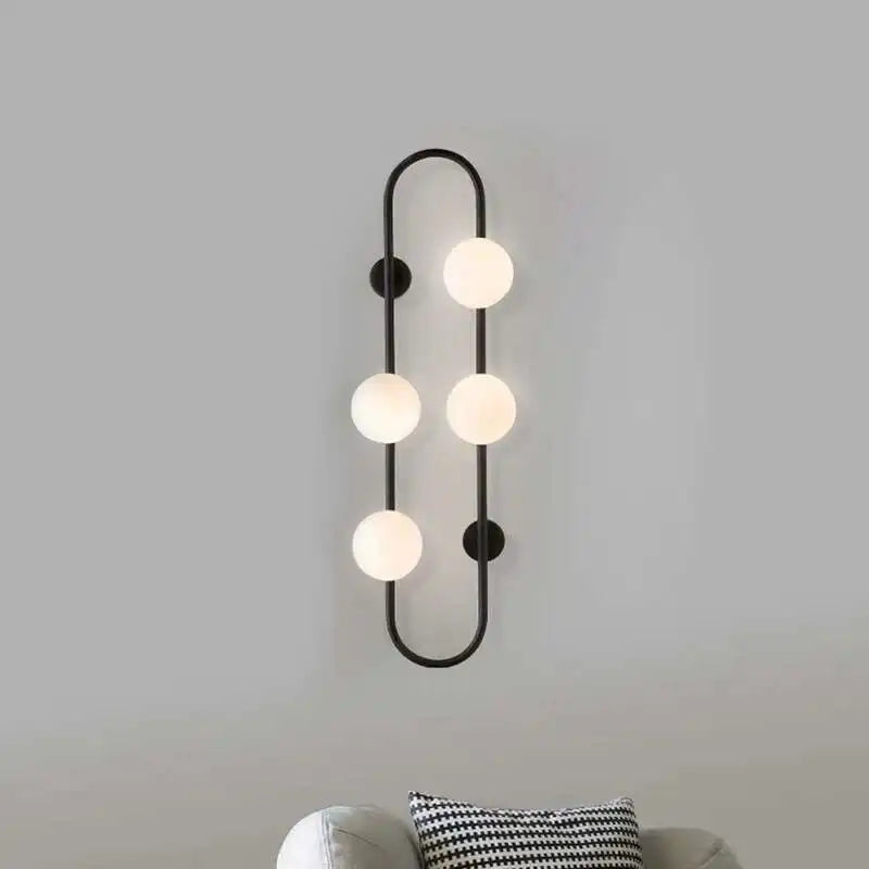 Applique Murale Moderne en Fer et Verre Blanc, Lumière LED Ambiance Cosy