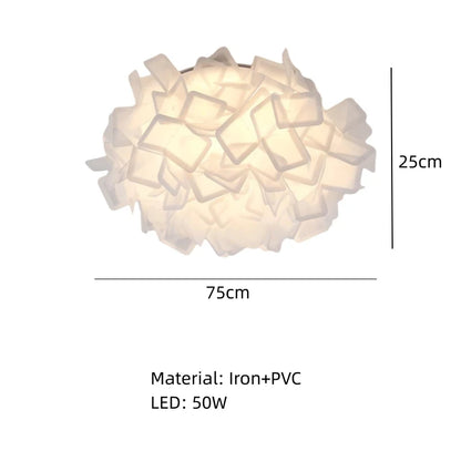 Plafonnier suspension pétale design italien en PVC blanc, lumière chaude romantique