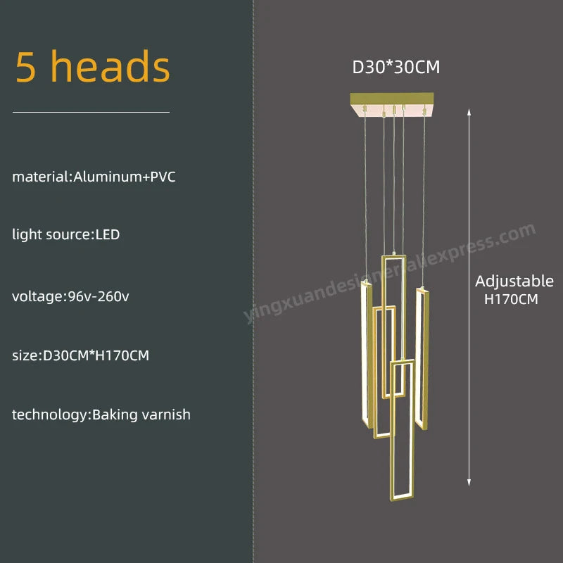 Suspension LED Minimaliste en Aluminium, Luminaire Moderne pour Hall et Escalier
