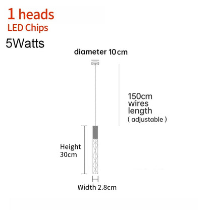 Suspension LED moderne spirale en cristal pour salon et duplex