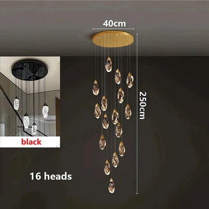 Lustre suspendu moderne en cristal LED, lumière chaude réglable pour intérieur design