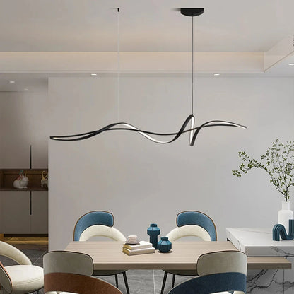 Suspension LED moderne en aluminium blanc pour salon et salle à manger