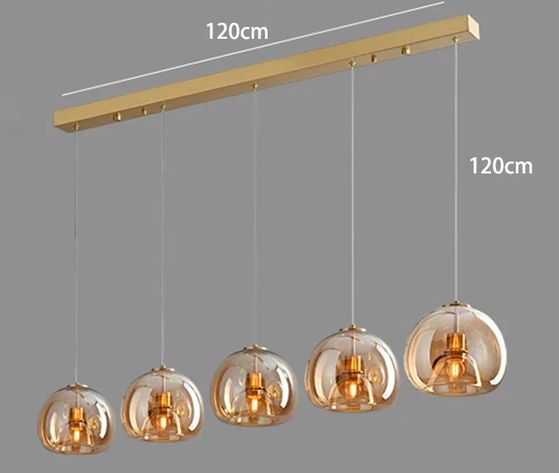 Suspension moderne en verre pour salon et salle à manger, éclairage intérieur chaleureux