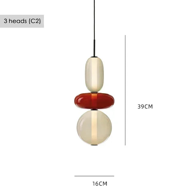 Suspension LED en verre coloré design nordique moderne pour intérieur