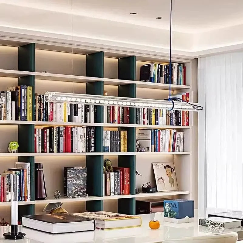 Suspension LED moderne en métal noir, design minimaliste pour cuisine et restaurant