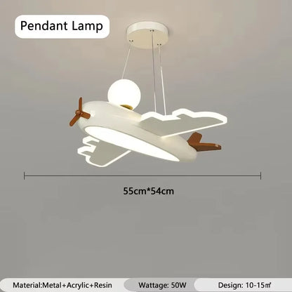 Plafonnier avion dessin animé LED blanc design créatif pour chambre enfant et salon