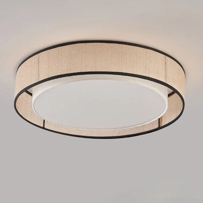 Plafonnier LED Circulaire en Tissu, Luminaire Décoratif pour Salon et Chambre