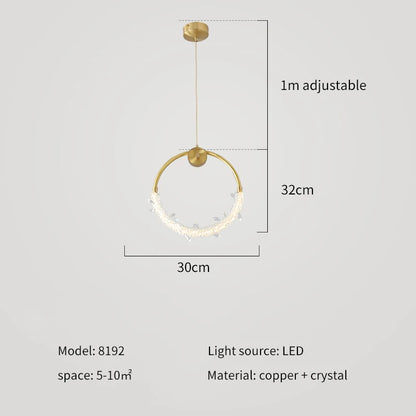 Suspension lustre cuivre moderne en cristal pour ambiance cosy