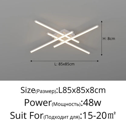 Plafonnier géométrique noir en fer pour salon et salle à manger, lumière variable