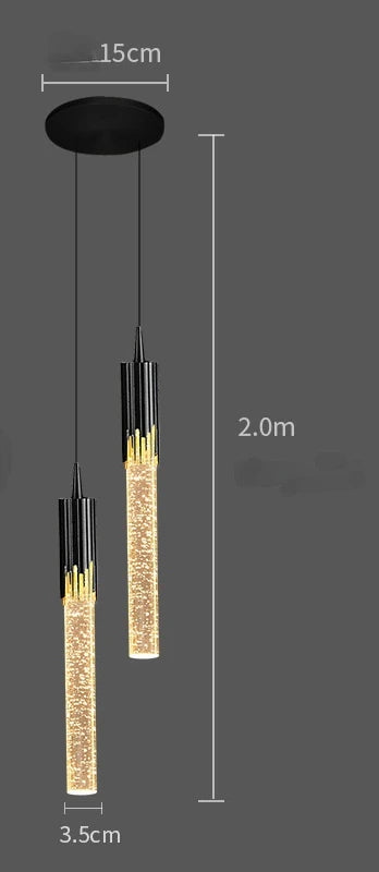 Suspension LED moderne en cristal noir et or pour salon et salle à manger