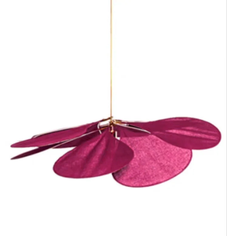 Suspension LED fleur en tissu coloré pour salon et salle à manger, lumière chaleureuse