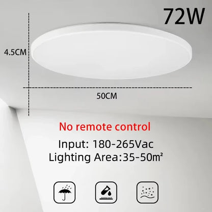 Plafonnier LED 72W RGB Dimmable avec Télécommande, Design Moderne
