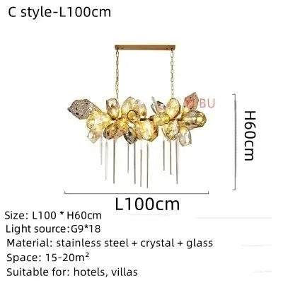 Lustre suspendu LED en acier inoxydable et cristal, design moderne pour salon et chambre, ampoules incluses