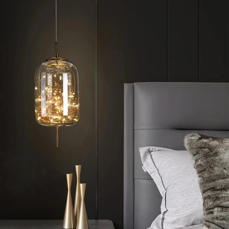 Suspension LED Moderne en Métal, Luminaire Suspendu pour Chambre