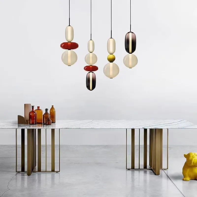 Suspension LED en verre coloré design nordique moderne pour intérieur