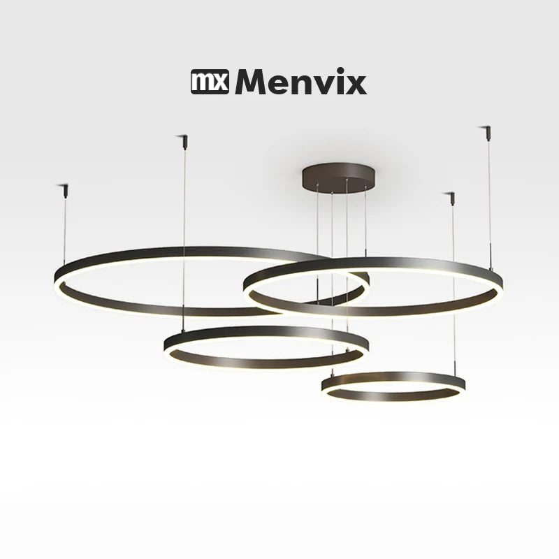 Suspension LED Circulaire en Aluminium, Design Moderne et Lumière Chaude, Luminaire pour Salon et Bureau