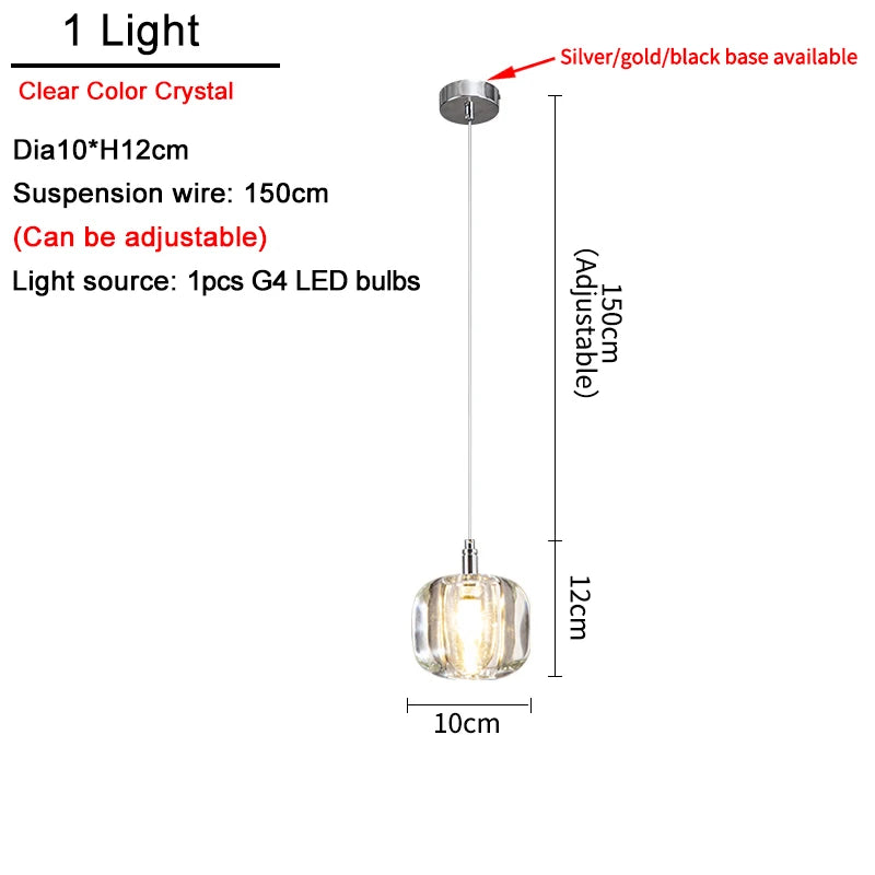 Suspension LED moderne en cristal K9, lumière chaude pour salon et salle à manger