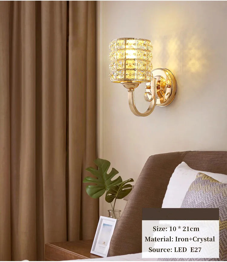 Applique Murale LED Moderne en Cristal avec Abat-jour pour Intérieur Cosy