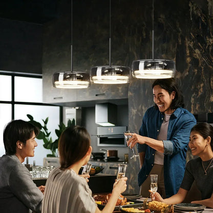 Suspension LED moderne en verre, éclairage intérieur réglable pour salle à manger