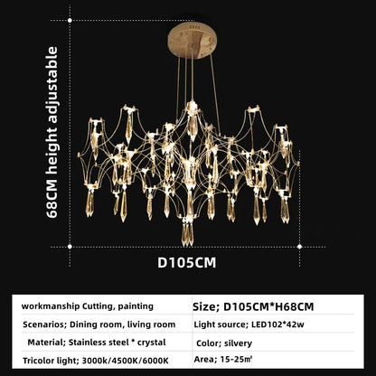 Suspension moderne en cristal pour salon et chambre, éclairage LED dimmable