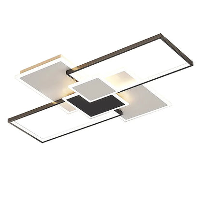 Plafonnier LED moderne en acier poli avec télécommande, lumière chaude pour salon et cuisine