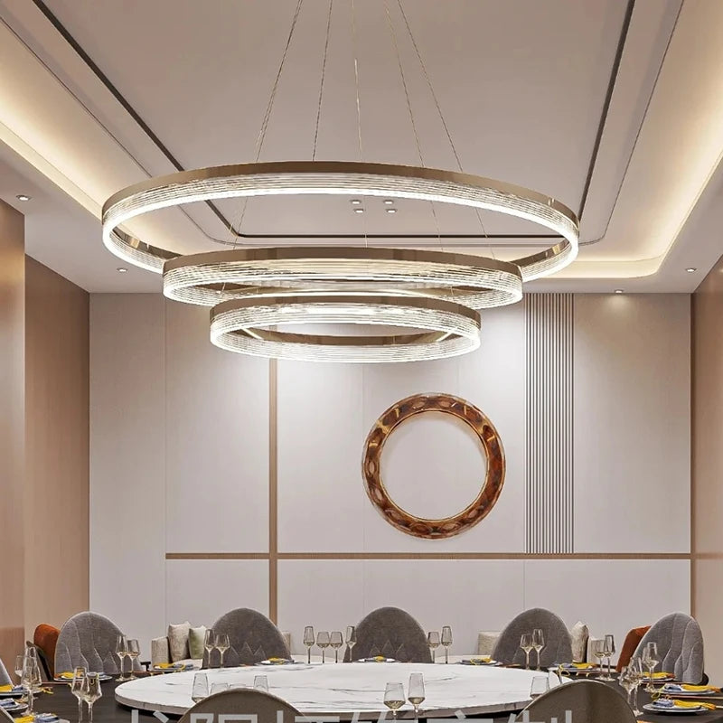 Suspension moderne en alliage et acrylique, lumière LED dimmable pour salon et salle à manger