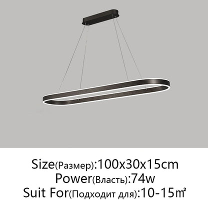 Suspension LED en aluminium au design nordique moderne, lumière chaude ajustable