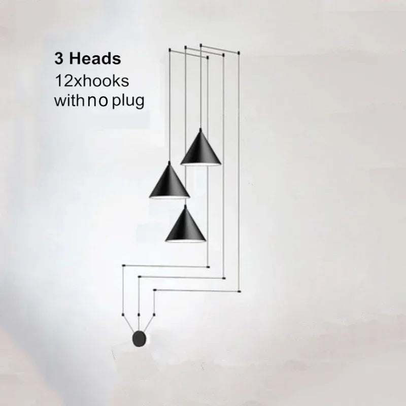 Suspension moderne en aluminium avec lumière chaude pour salon et chambre