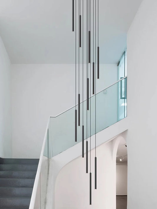 Suspension minimaliste en cristal pour escalier, lumière LED moderne