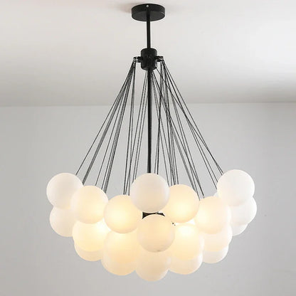 Suspension moderne en verre dépoli, lampe boule LED pour salon et salle à manger