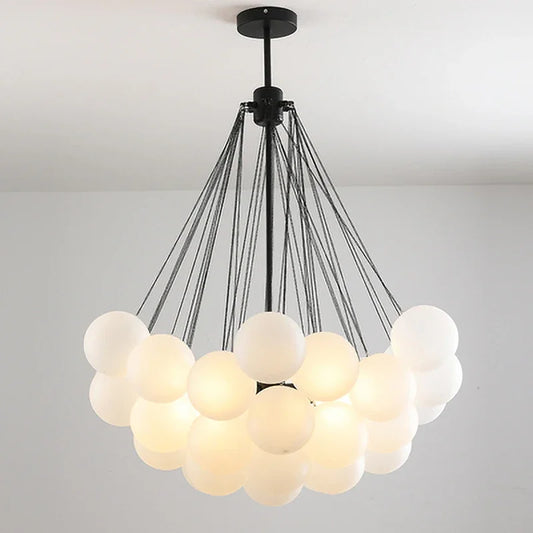 Suspension moderne en verre dépoli, lampe boule LED pour salon et salle à manger