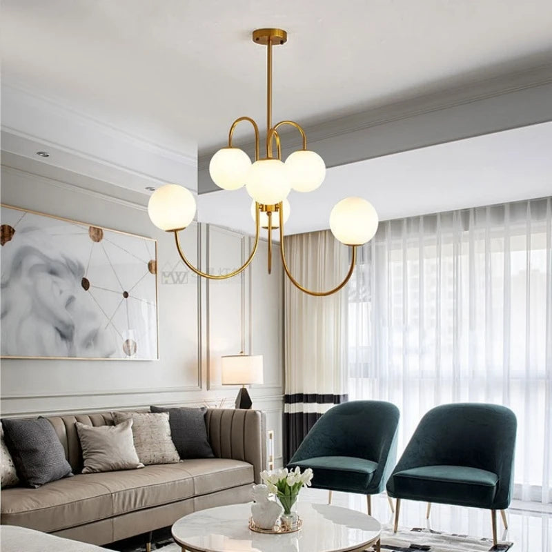 Suspension LED ronde en métal, design nordique moderne, lumière chaleureuse élégante