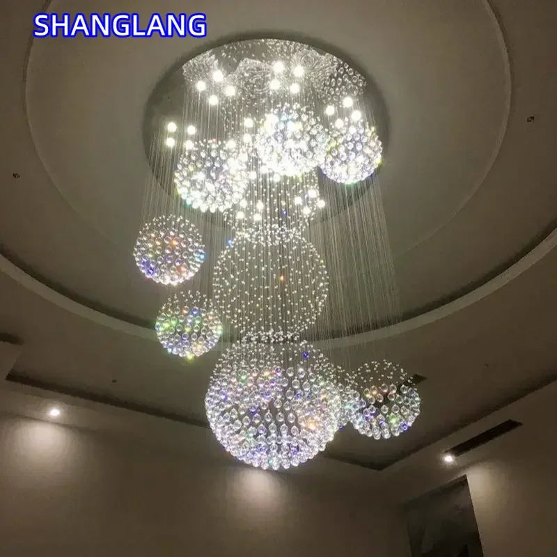 Lustre moderne boule de cristal LED design luxe pour salon