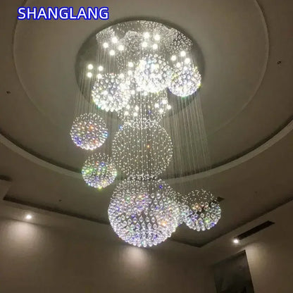 Lustre moderne boule de cristal LED design luxe pour salon