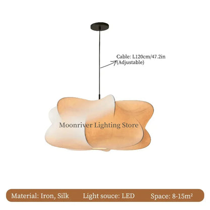 Suspension Plafonnier Japonais en Soie LED, Ambiance Chaleureuse pour Salon, Bar ou Boutique