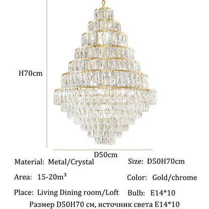 Lustre en cristal de luxe moderne pour salon, éclairage LED élégant