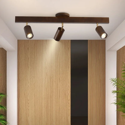 Plafonnier japonais en bois à lumière réglable pour salon et couloir