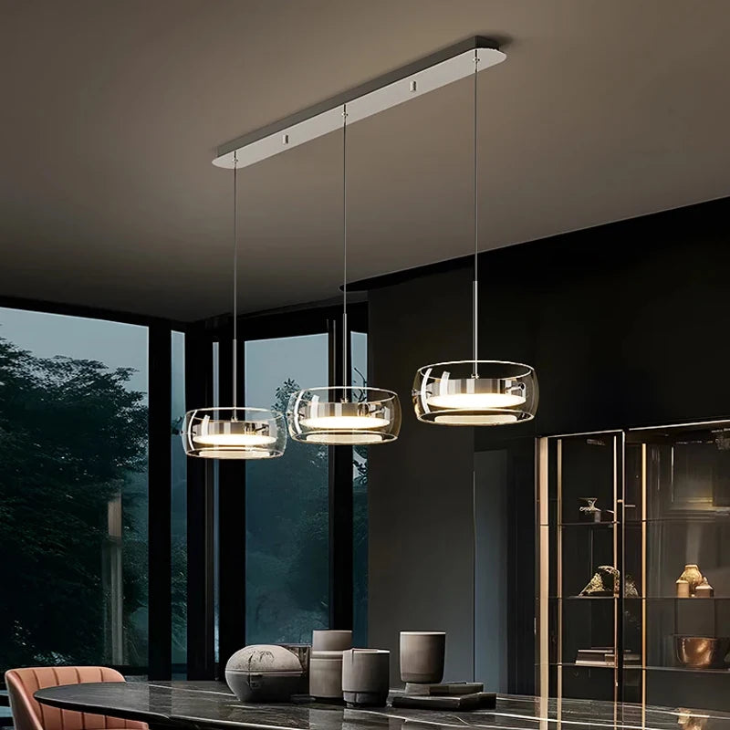 Suspension LED moderne en verre, éclairage intérieur réglable pour salle à manger