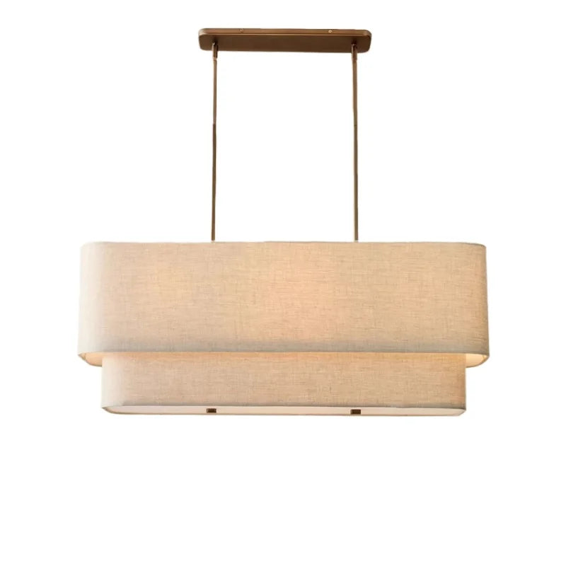 Suspension linéaire rectangulaire vintage en tissu pour ambiance cosy