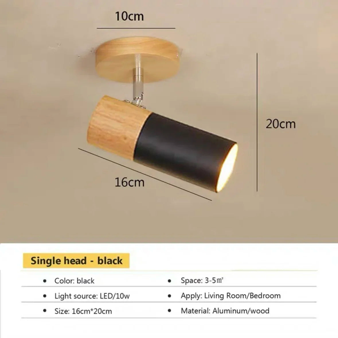 Plafonnier LED rotatif en bois au design nordique moderne, éclairage intérieur chaleureux