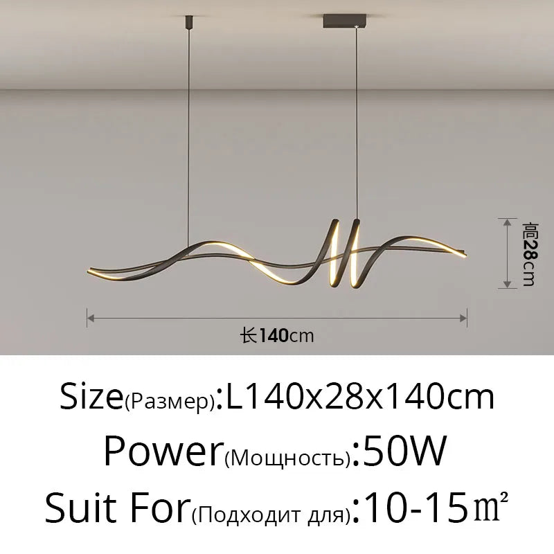 Suspension LED moderne en aluminium blanc pour salon et salle à manger