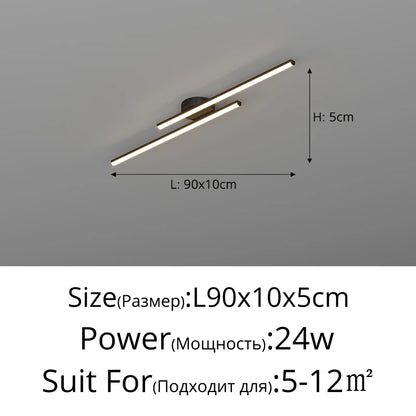 Plafonnier géométrique noir en fer pour salon et salle à manger, lumière variable