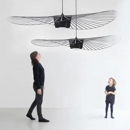 Suspension chapeau de paille Vertigo en tissu français, style nordique, lumière LED chaleureuse