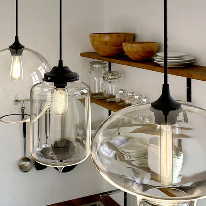 Suspension LED en verre soufflé à la bouche, design nordique moderne, lumière chaleureuse