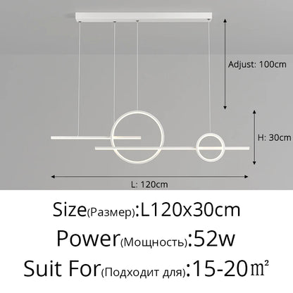 Suspension LED QIYIMEI en aluminium, lumière chaude pour salon et salle à manger