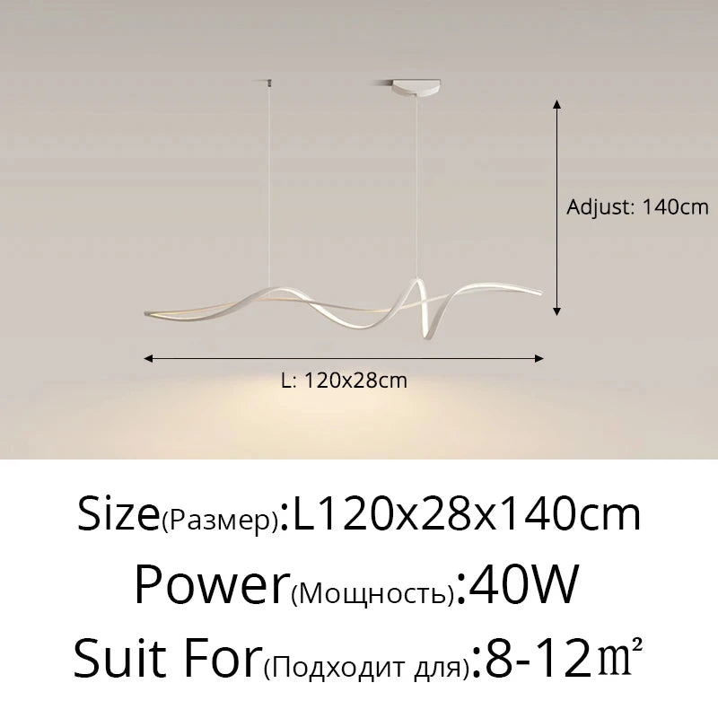 Suspension LED moderne en aluminium blanc pour salon et salle à manger