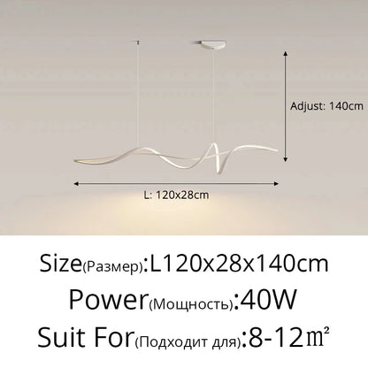 Suspension LED moderne en aluminium blanc pour salon et salle à manger