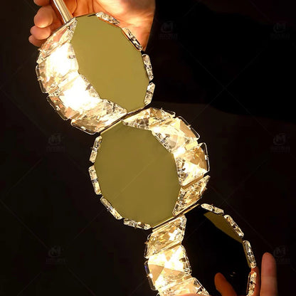 Lustre moderne en cristal LED pour escalier et salon, lumière chaude réglable