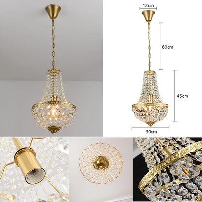 Suspension moderne en métal et cristal E27 pour ambiance cosy vintage